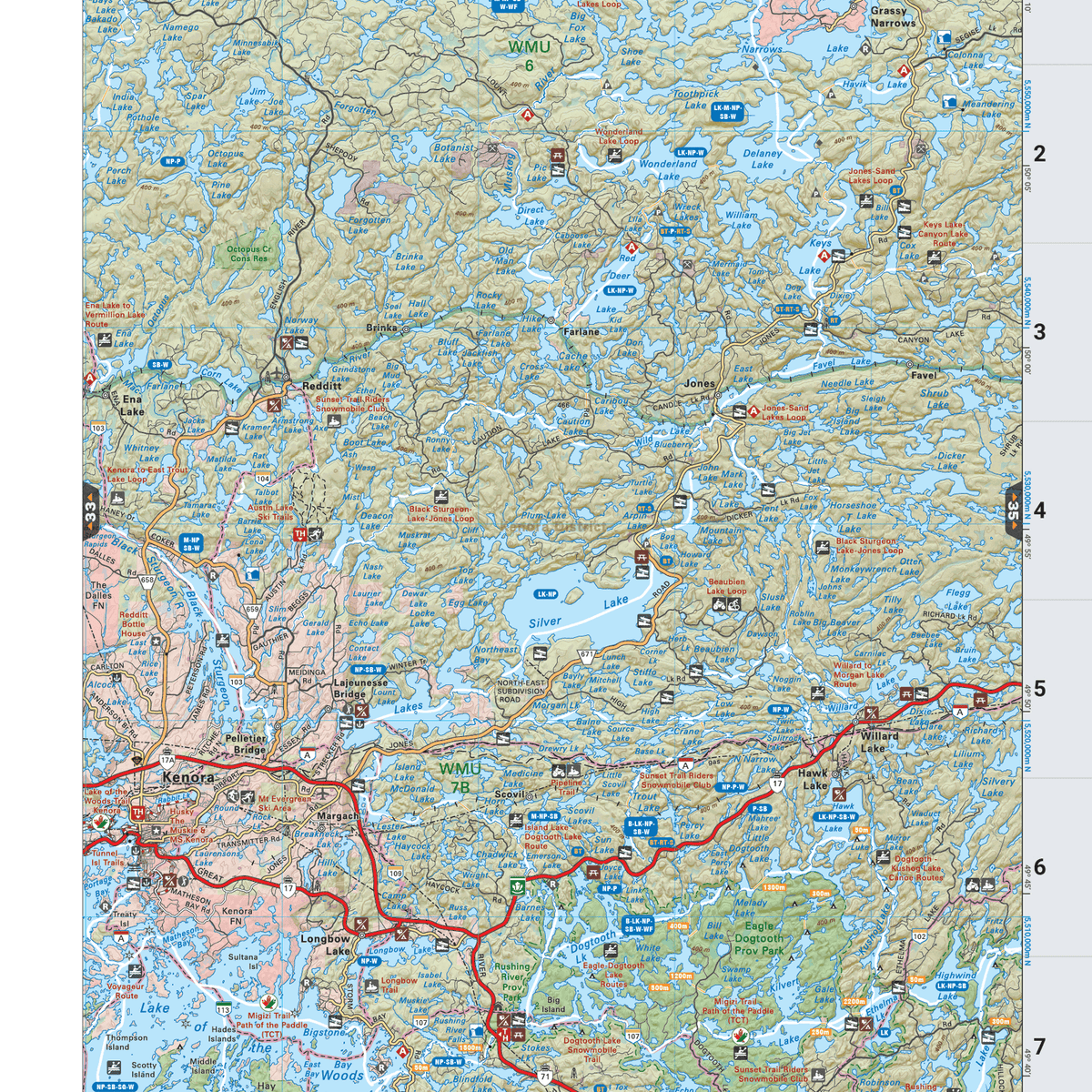 Kenora Map NWON34 Wall Map - Kenora – Backroad Maps