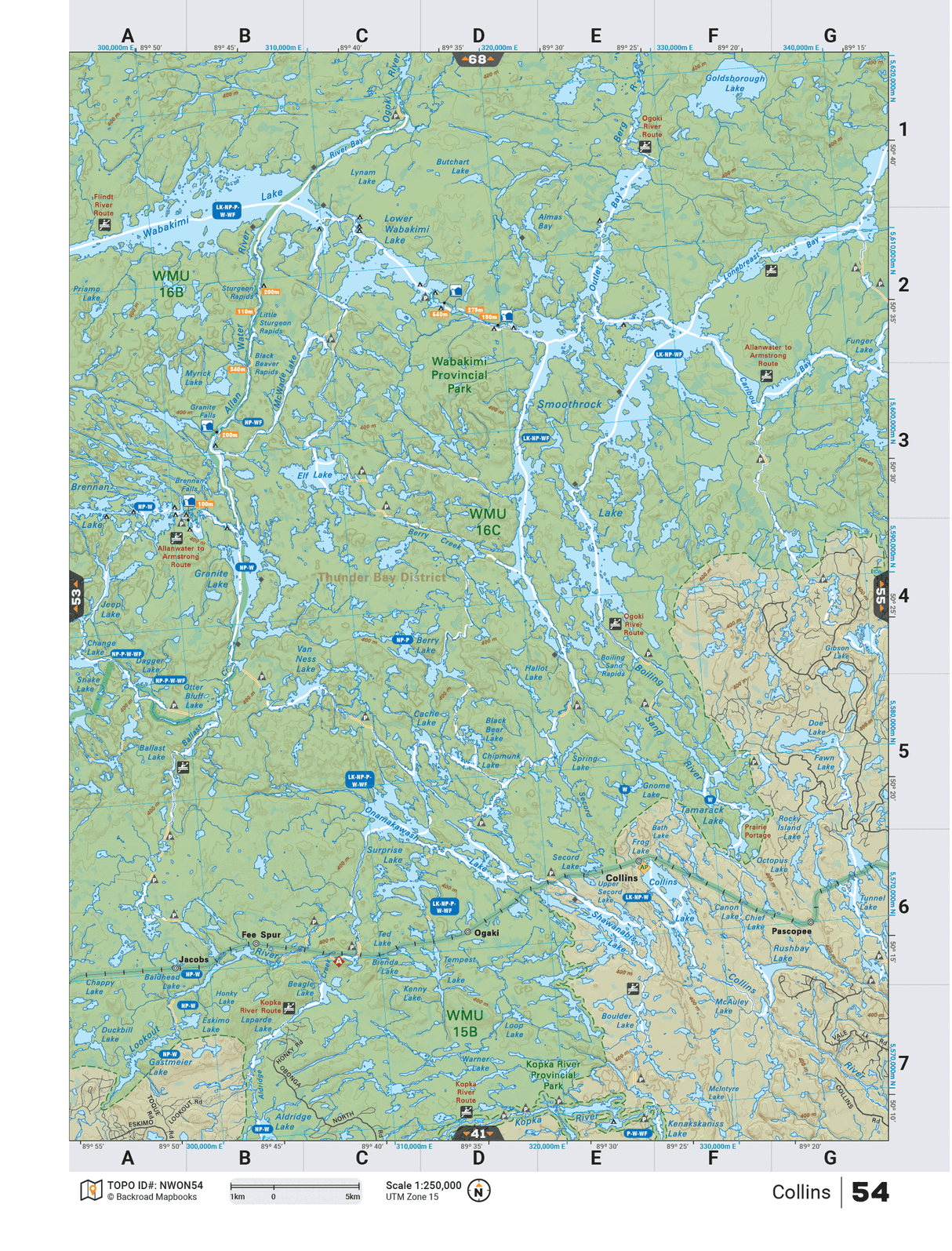 NWON54 Wall Map - Collins - Backroad Maps