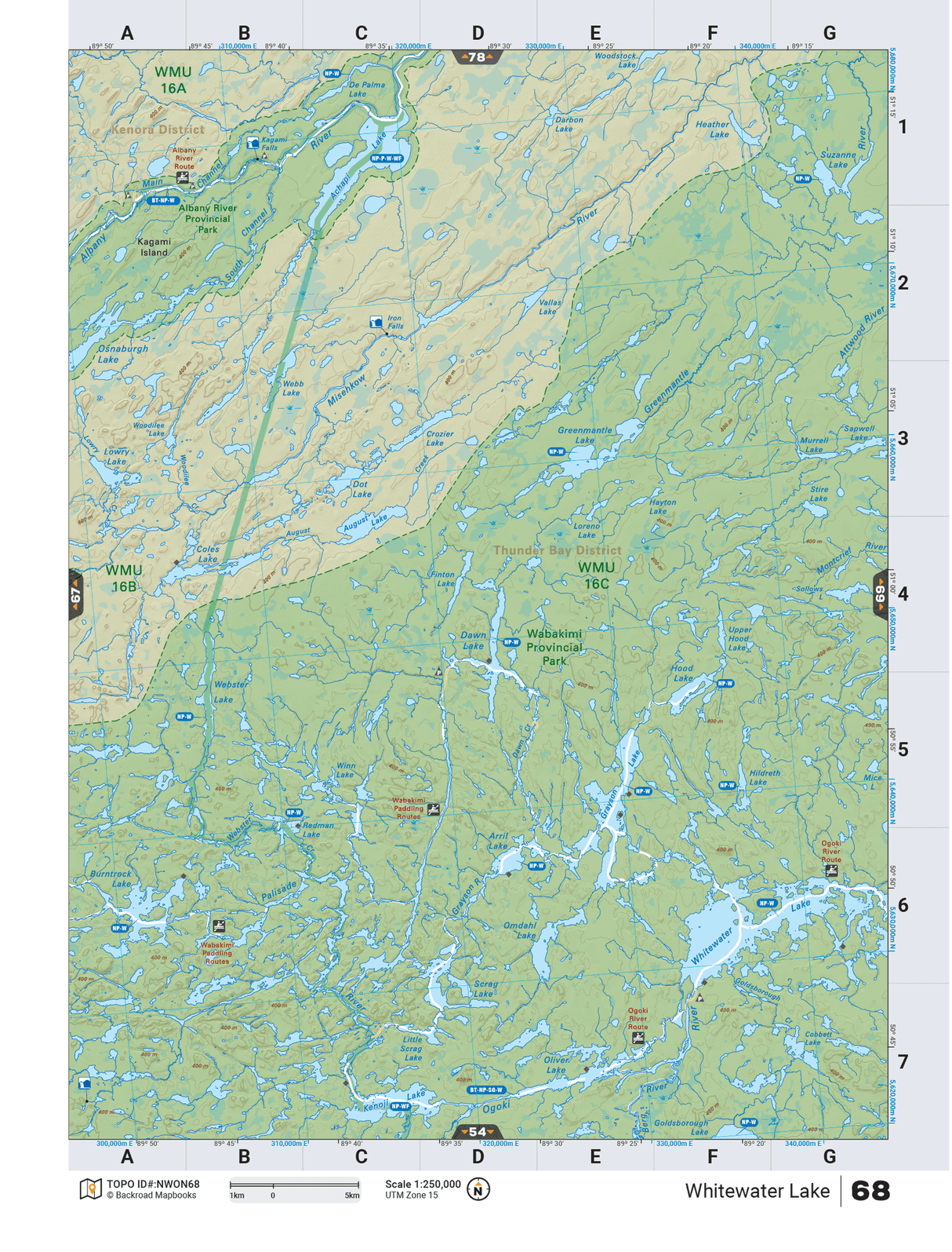 NWON68 Wall Map - Whitewater Lake - Backroad Maps