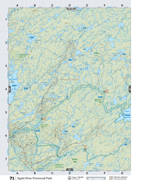NWON71 TOPO Map - Ogoki River Provincial Park - Backroad Maps