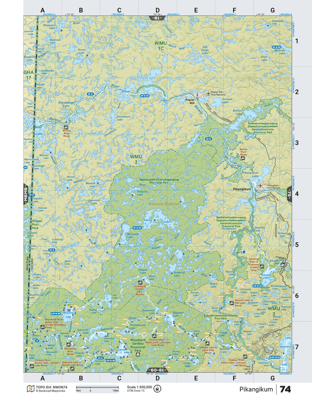 NWON74 Wall Map - Pikangikum - Backroad Maps