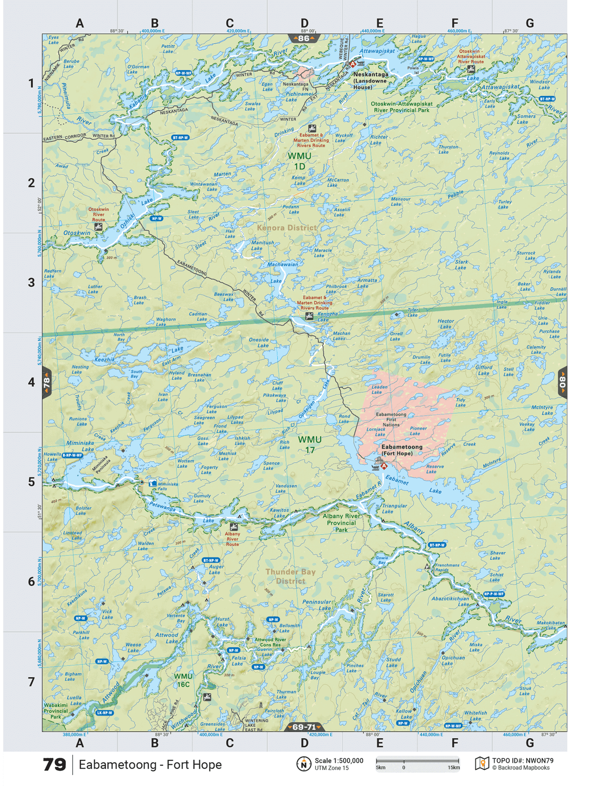 NWON79 Wall Map - Eabametoong - Fort Hope - Backroad Maps