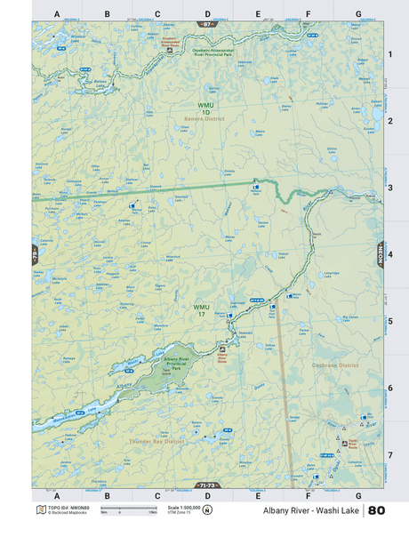 NWON80 TOPO Map - Albany River - Washi Lake - Backroad Maps