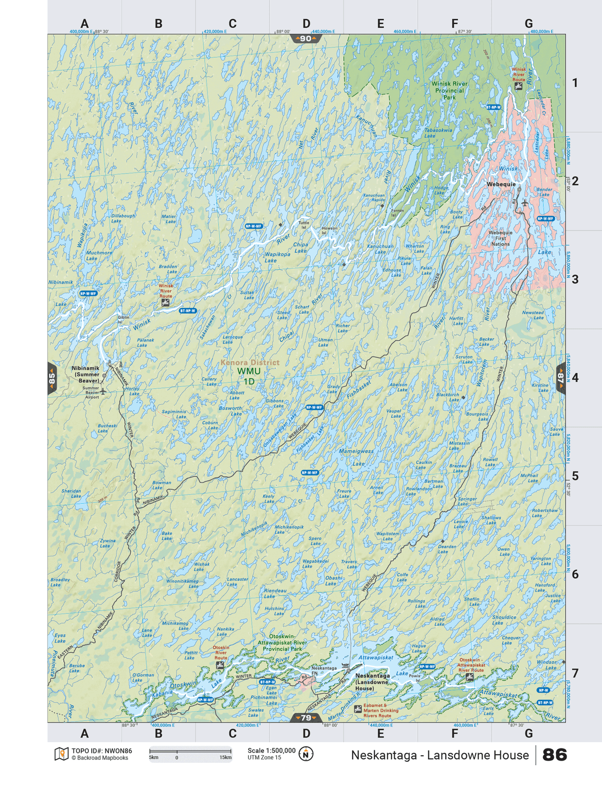 NWON86 TOPO Map - Neskantaga - Lansdowne House - Backroad Maps