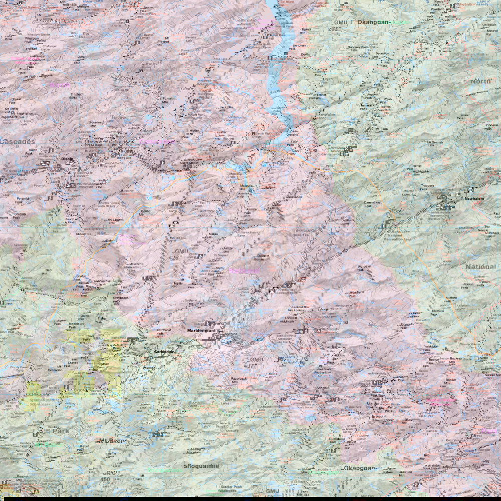 North Cascades, Okanogan Wenatchee, Washington State - Destination Map - Backroad Maps