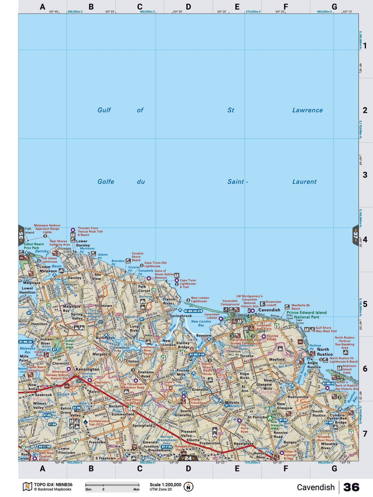 PEI8 Wall Map - Cavendish - Backroad Maps