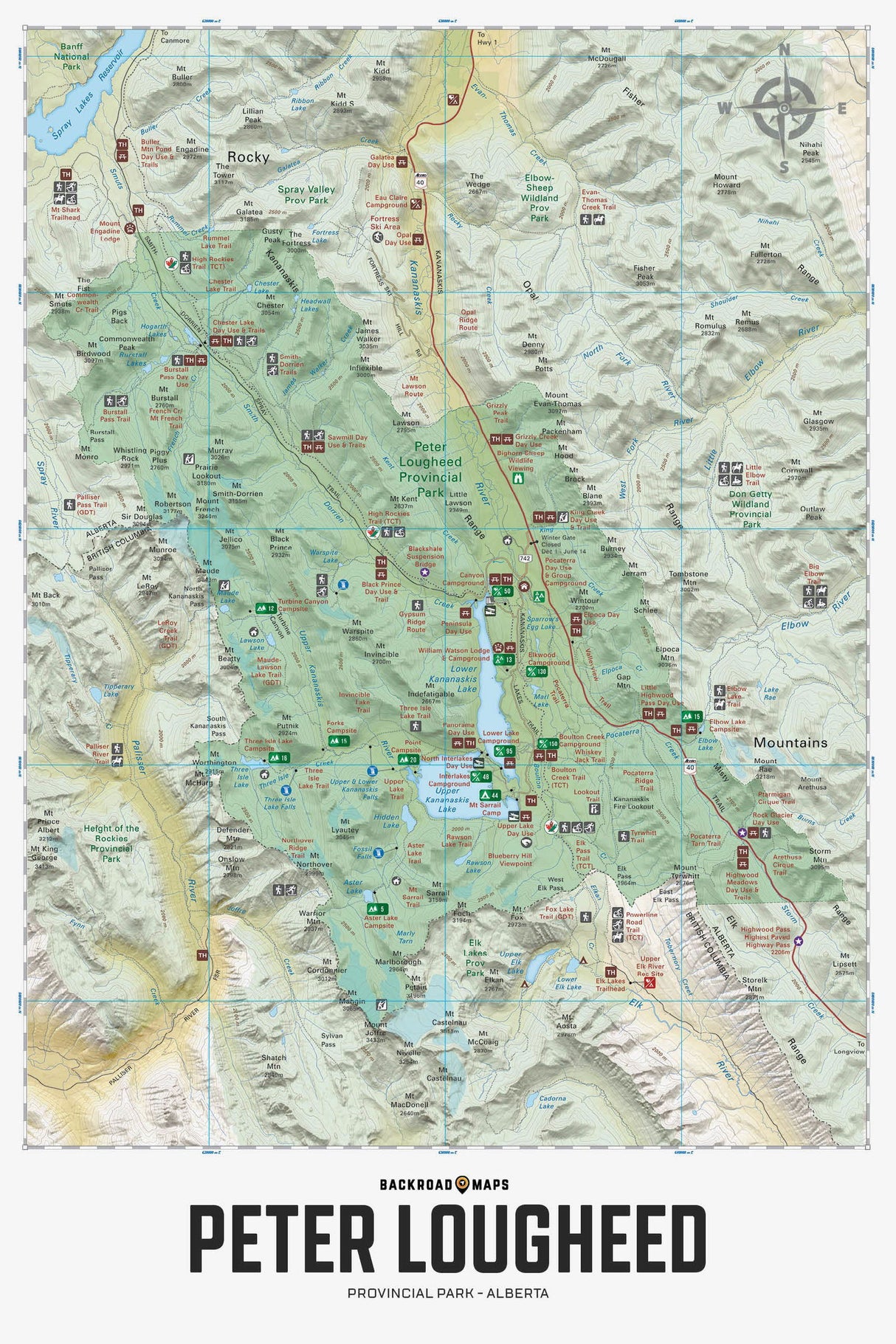 Peter Lougheed Provincial Park AB - Wall Map - Backroad Maps