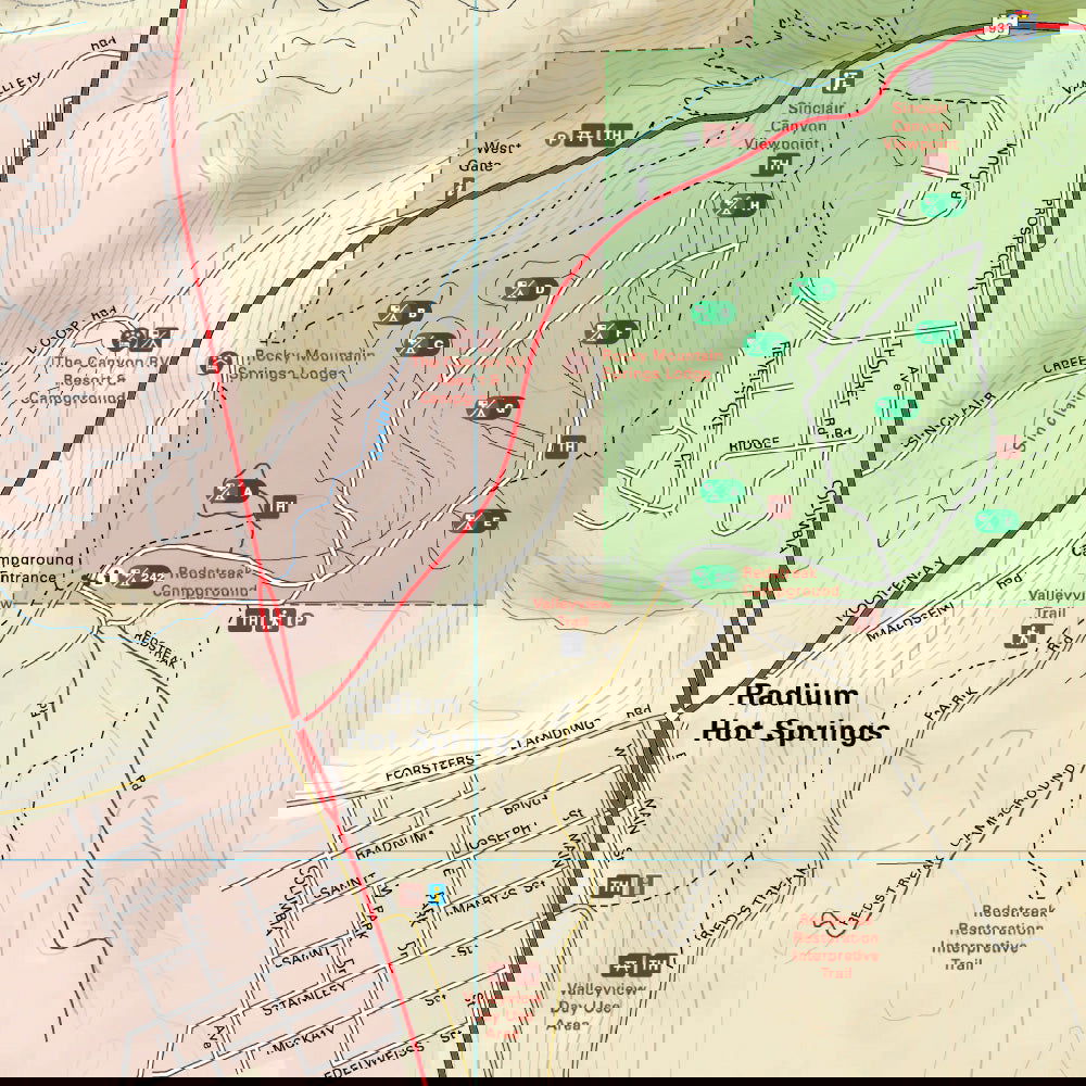 Radium Hot Springs (Kootenay National Park BC) - Destination Map - Backroad Maps