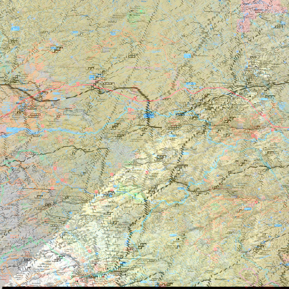 Red Deer to Nordegg, Alberta - Destination Map - Backroad Maps