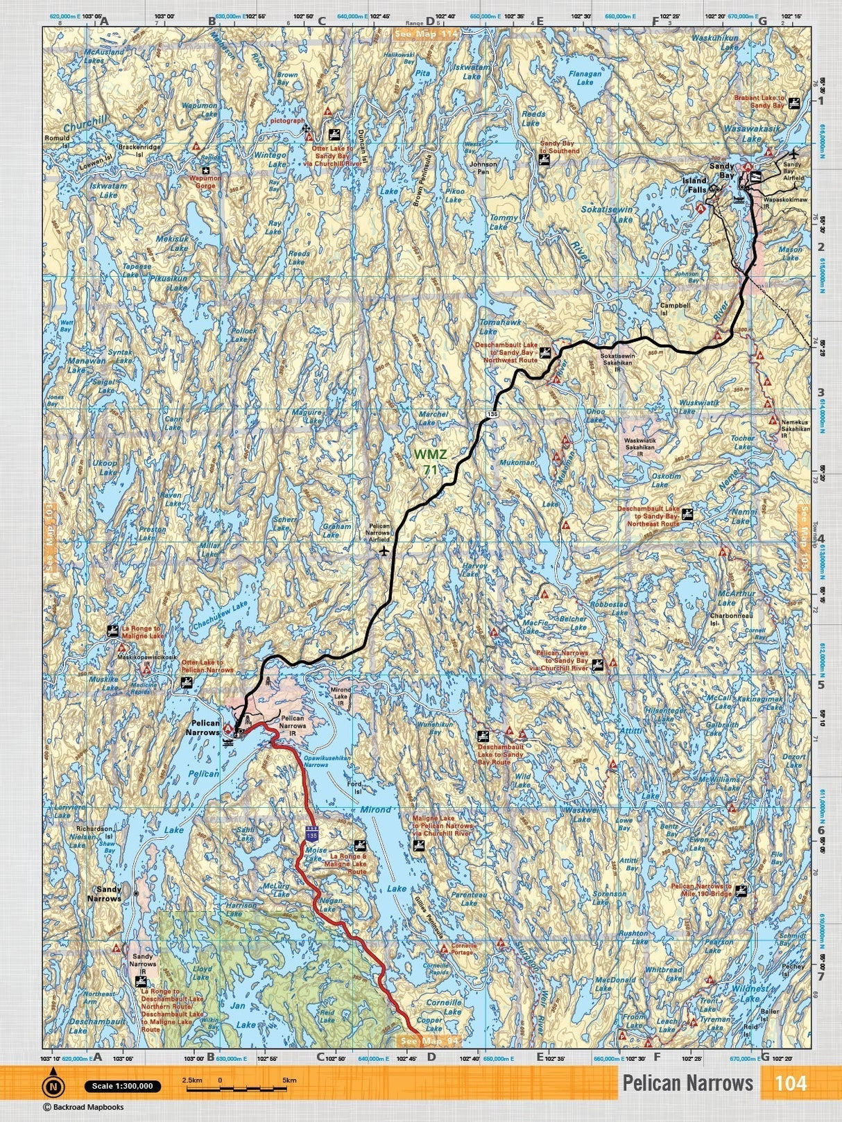 SKSK104 Wall Map - Pelican Narrows - Backroad Maps