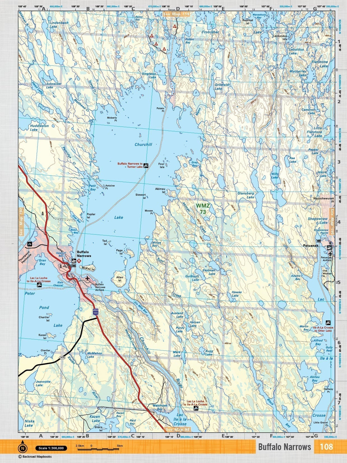 SKSK108 Wall Map - Buffalo Narrows - Backroad Maps