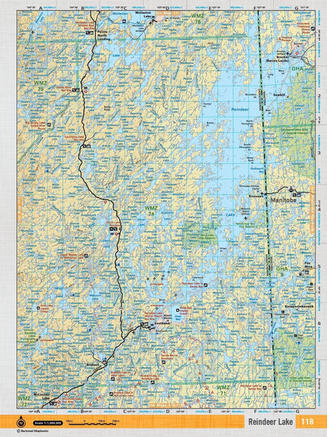 SKSK118 Wall Map - Reindeer Lake - Backroad Maps