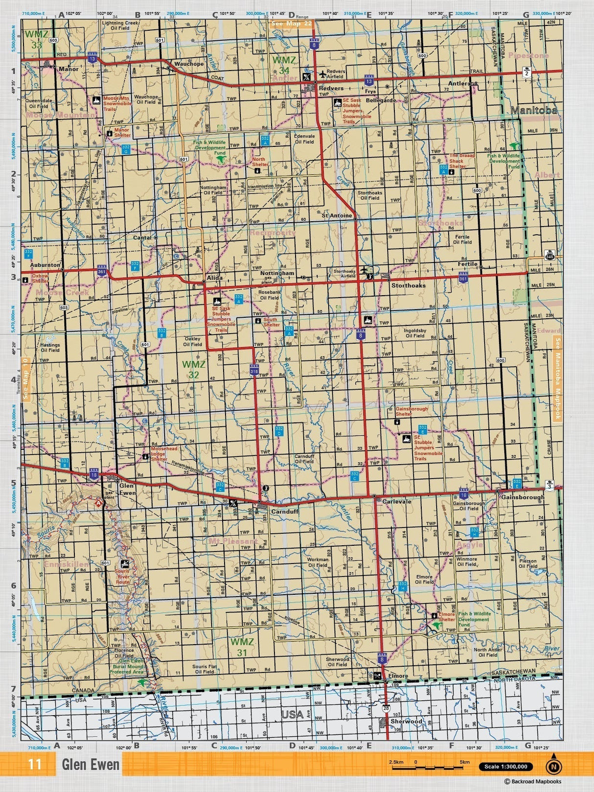 SKSK11 Wall Map - Glen Ewen - Backroad Maps