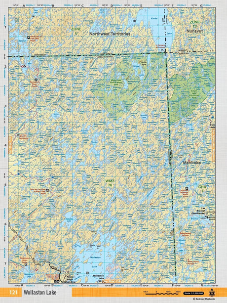 SKSK121 Wall Map - Wollaston Lake - Backroad Maps
