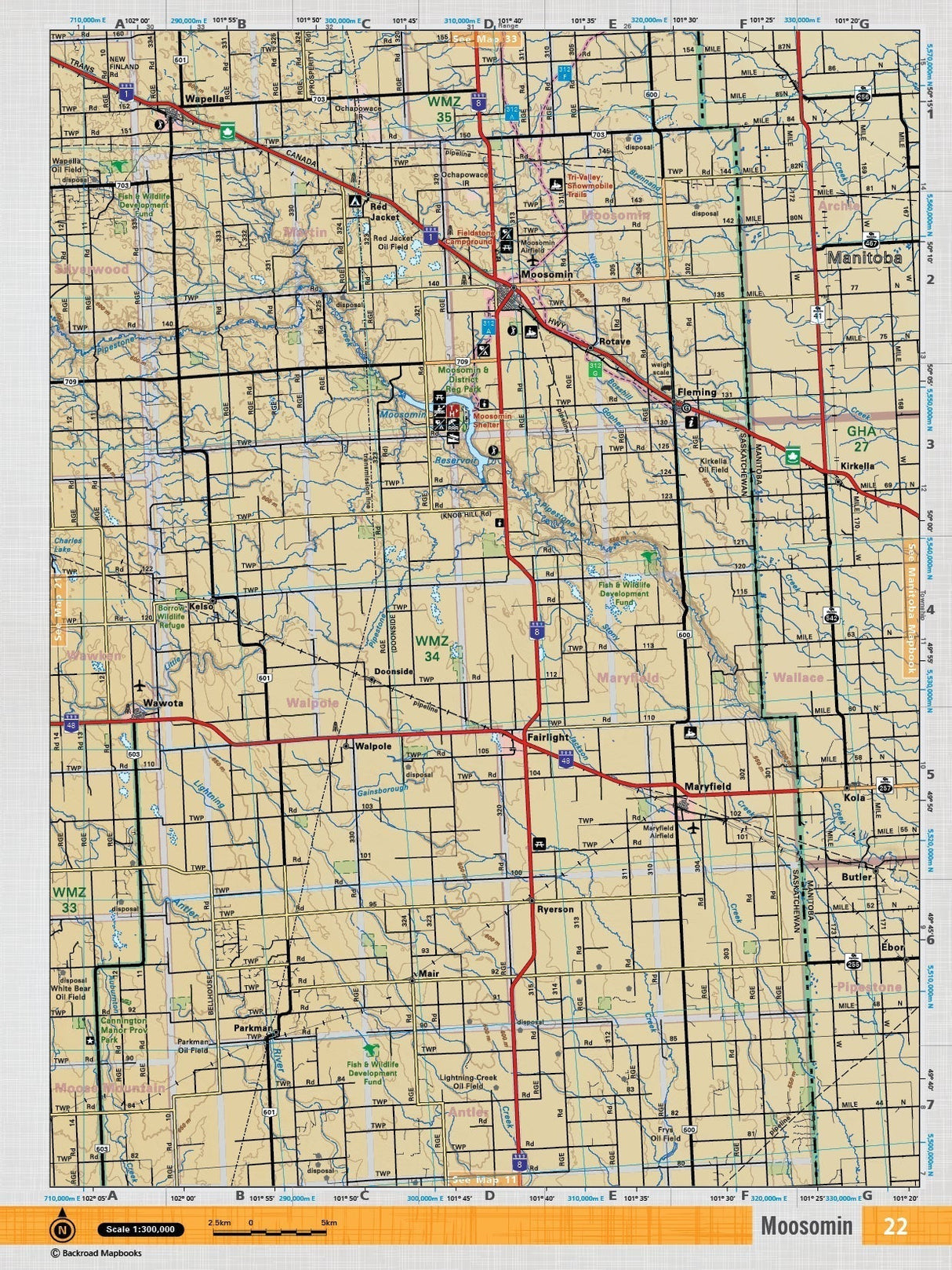 SKSK22 Wall Map - Moosomin - Backroad Maps