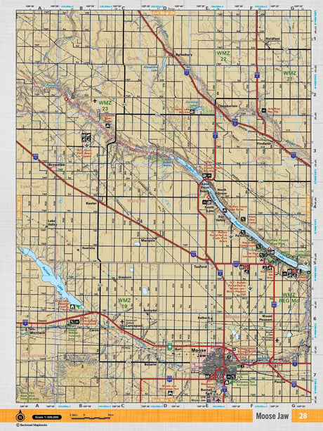 SKSK28 Wall Map - Moose Jaw - Backroad Maps