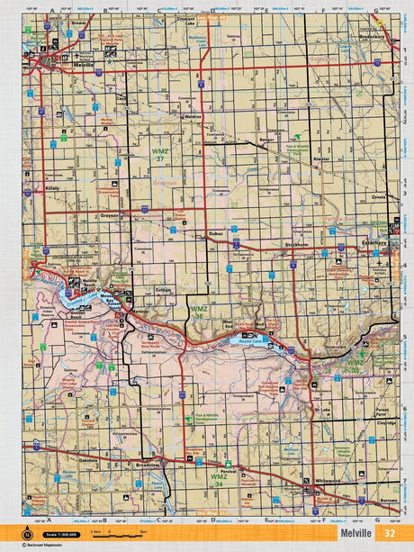SKSK32 Wall Map - Melville - Backroad Maps