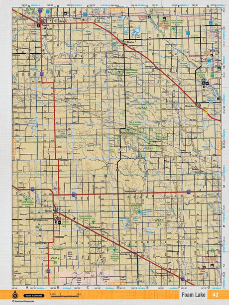 SKSK42 Wall Map - Foam Lake - Backroad Maps