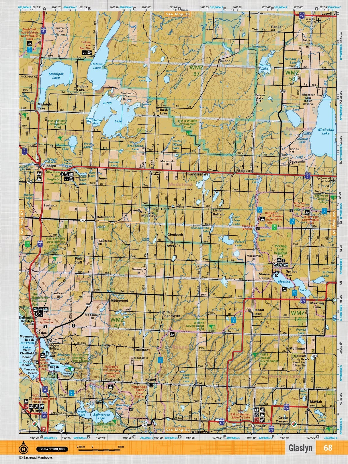 SKSK68 Wall Map - Glaslyn - 