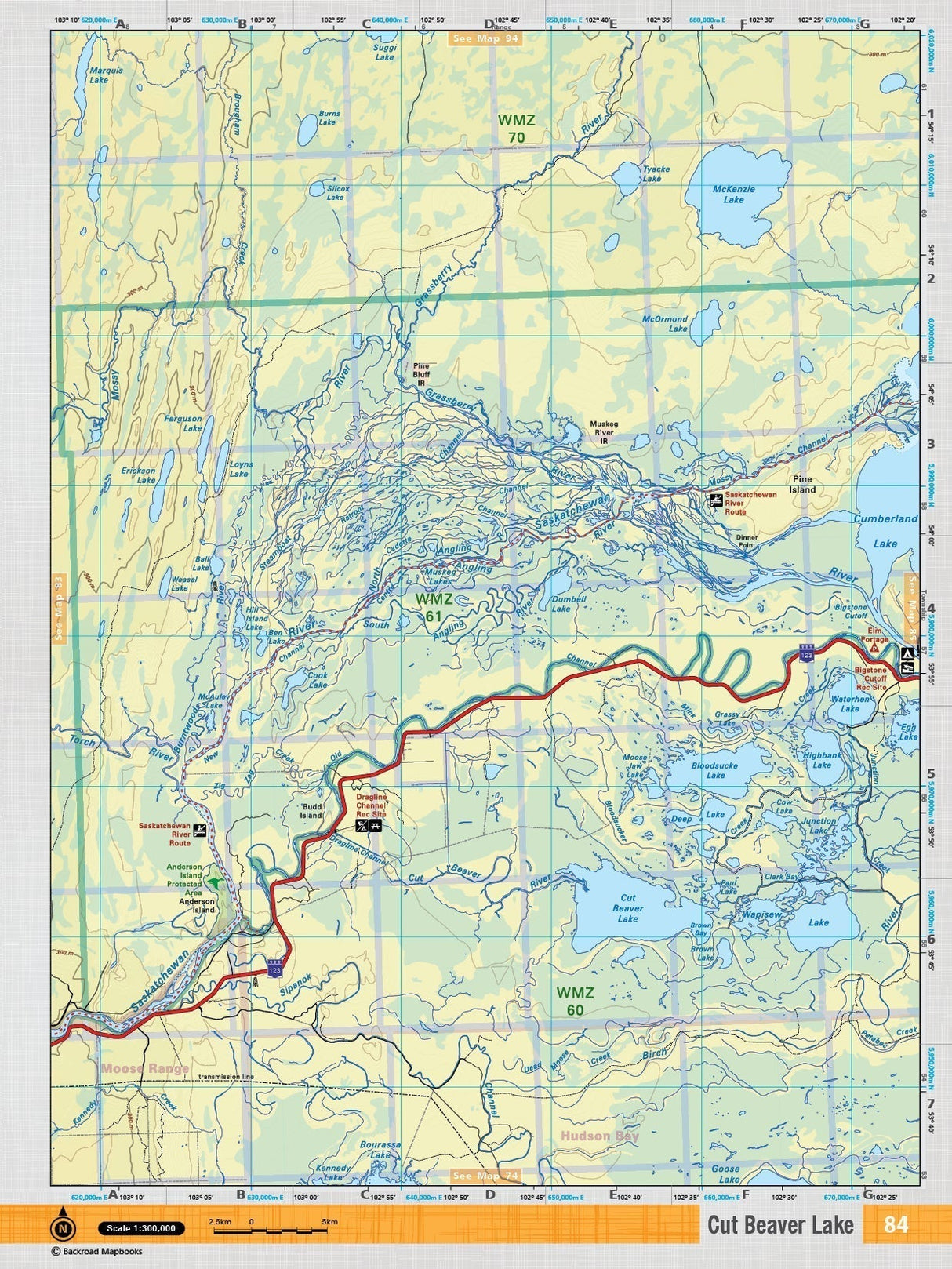 SKSK84 Wall Map - Cut Beaver Lake - Backroad Maps