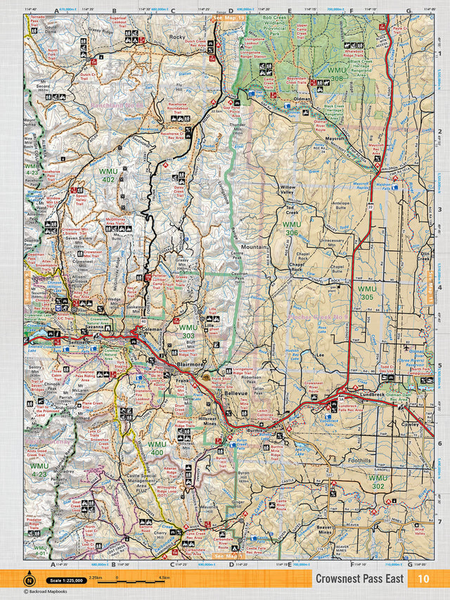 SOAB10 Wall Map - Crowsnest Pass East - Backroad Maps