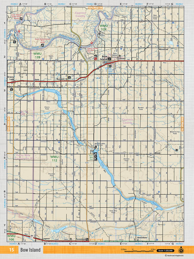 SOAB15 Wall Map - Bow Island - Backroad Maps