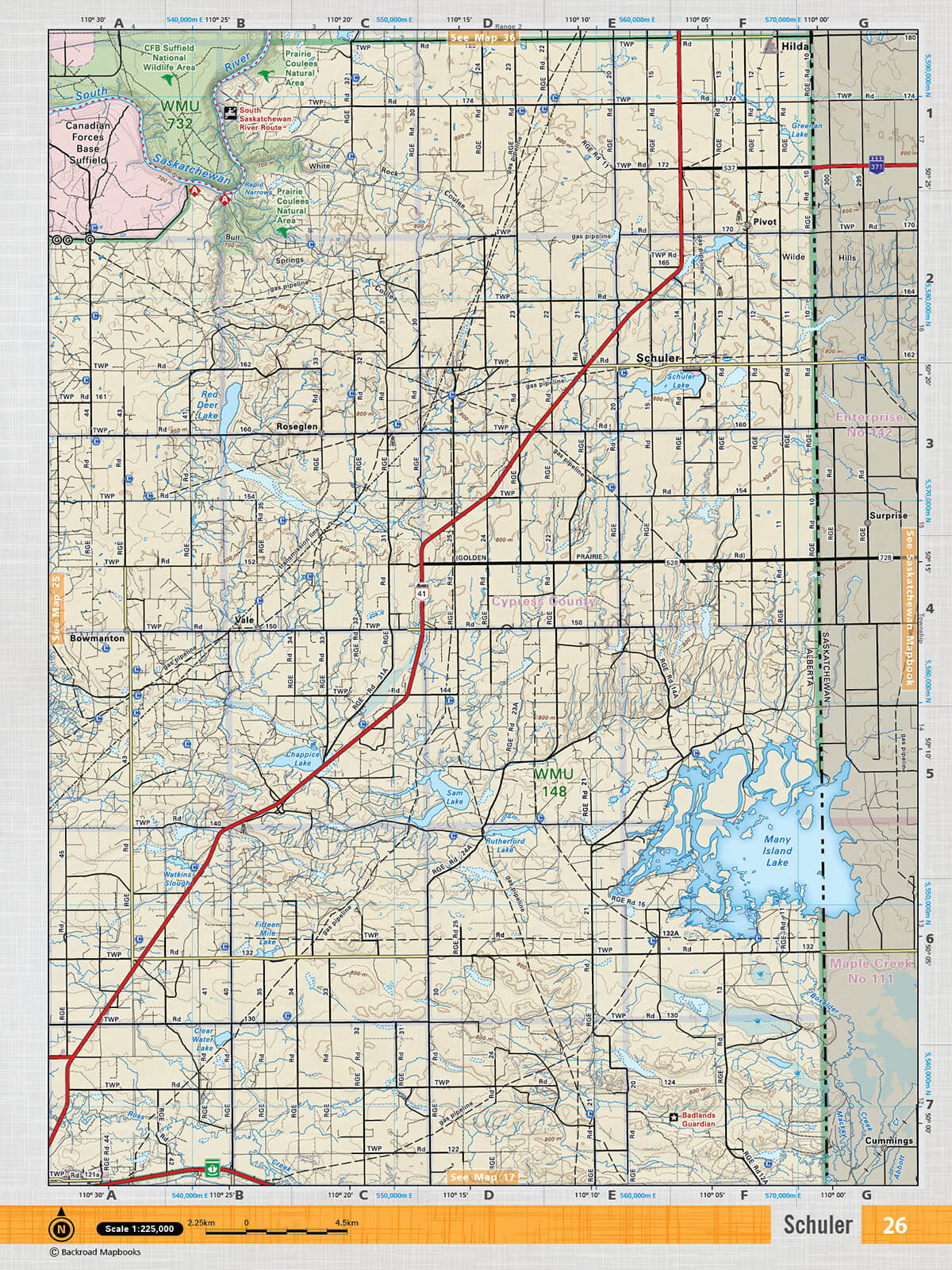 SOAB26 Wall Map - Schuler - Backroad Maps