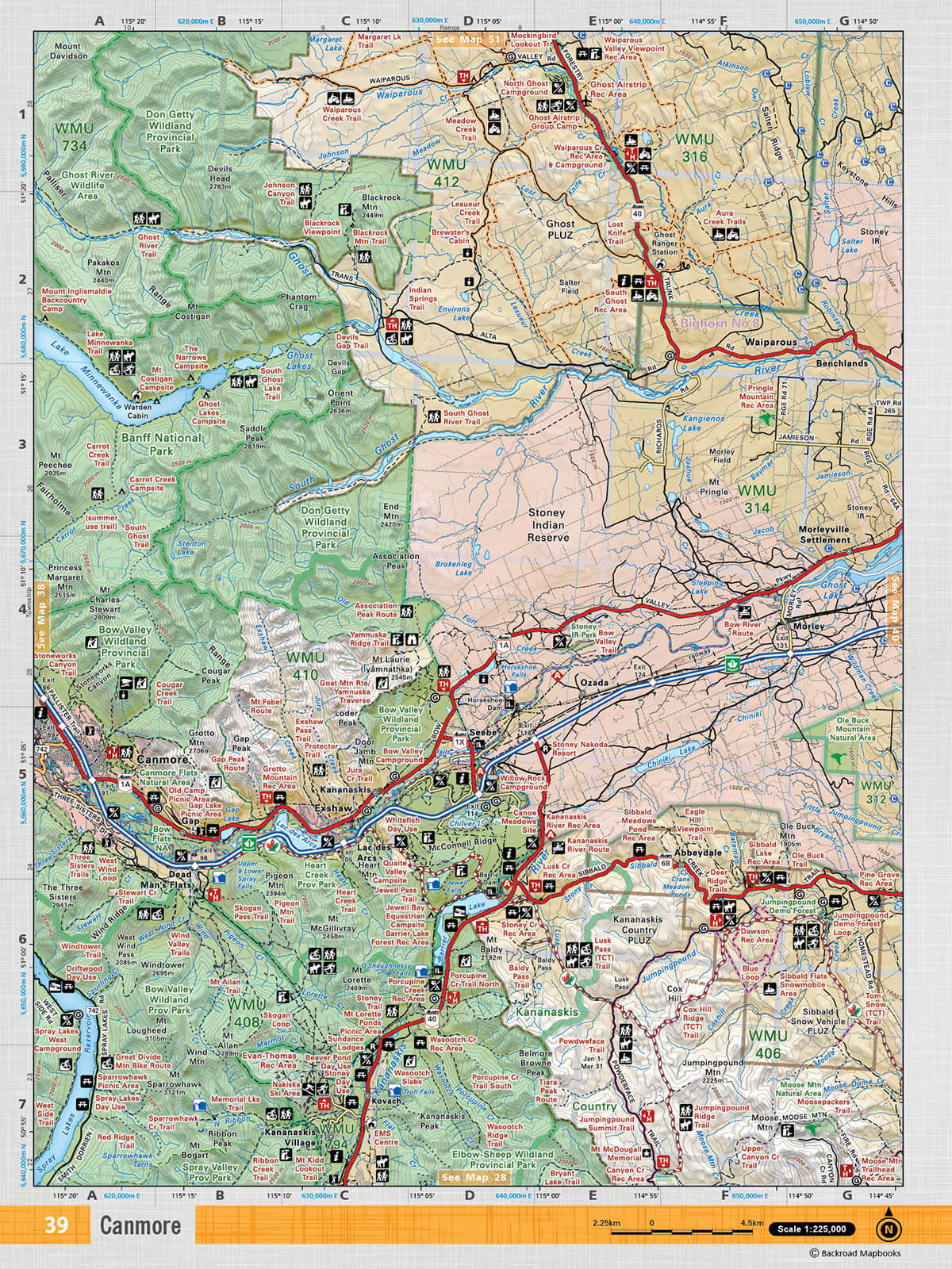 SOAB39 Wall Map - Canmore - Backroad Maps