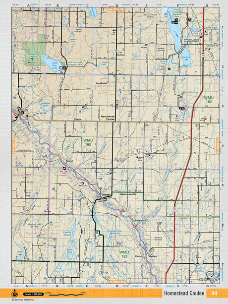 SOAB44 Wall Map - Homestead Coulee - Backroad Maps