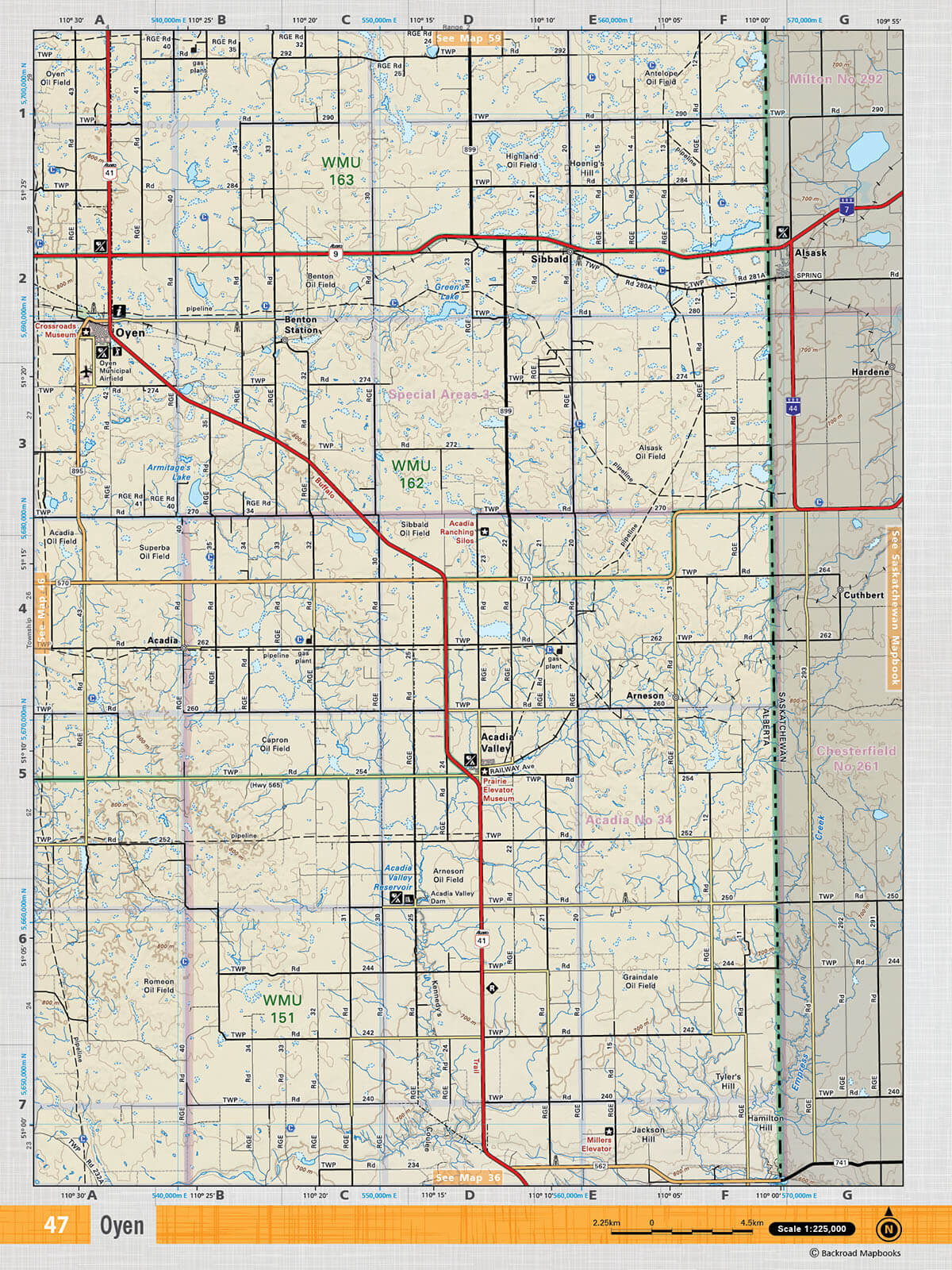 SOAB47 Wall Map - Oyen - Backroad Maps