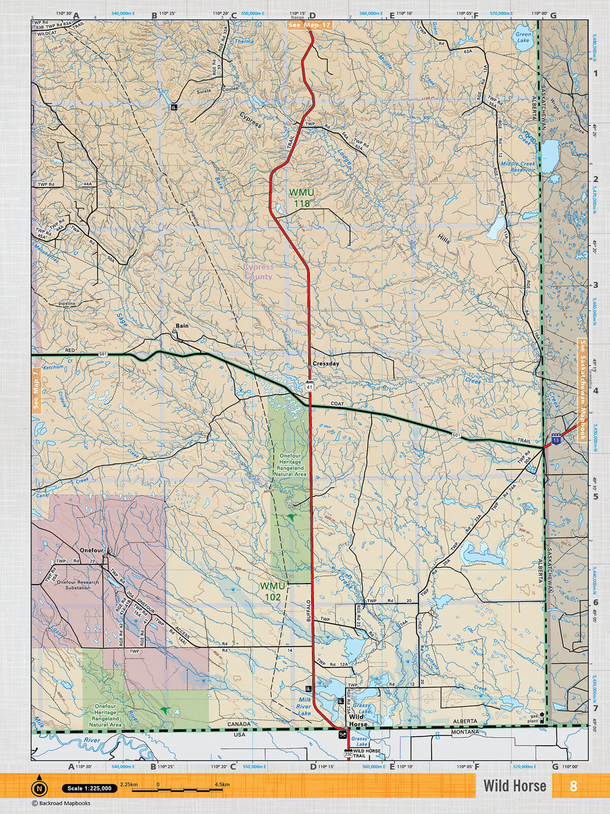 SOAB8 Wall Map - Wild Horse - Backroad Maps