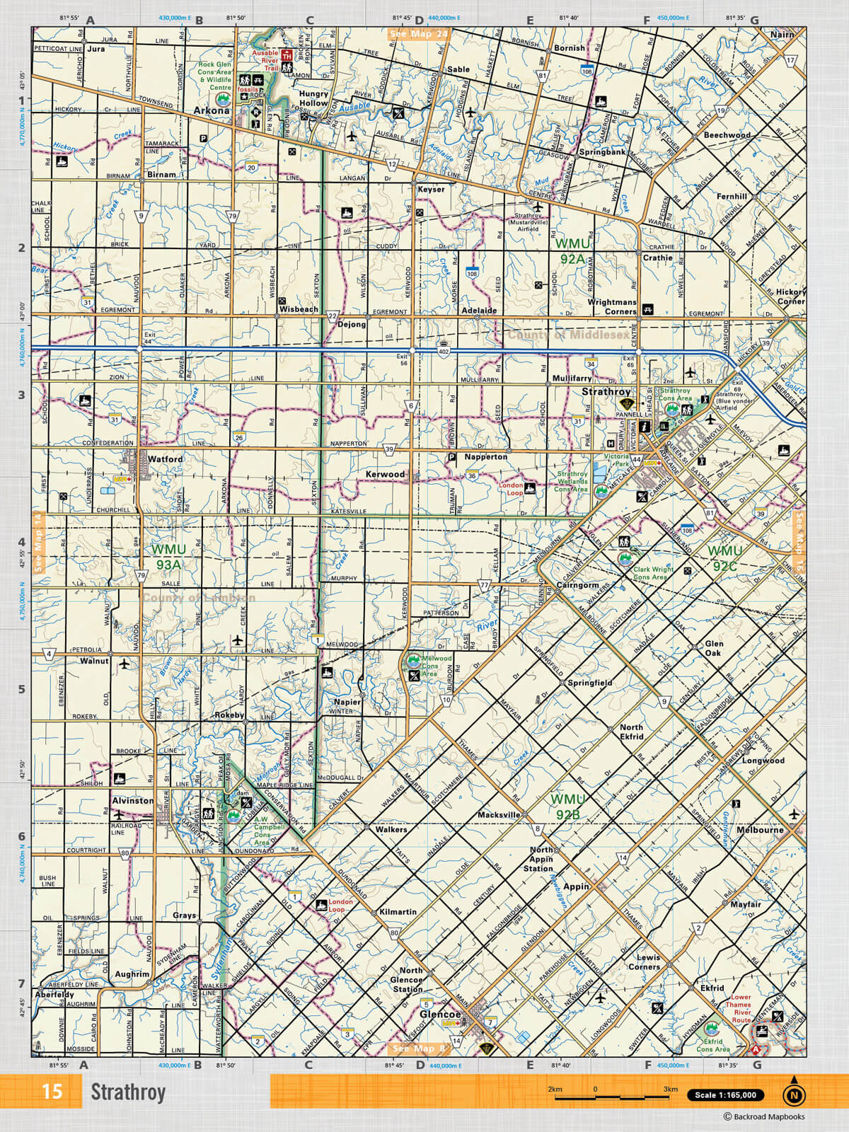 SOON15 Wall Map - Strathroy - Backroad Maps