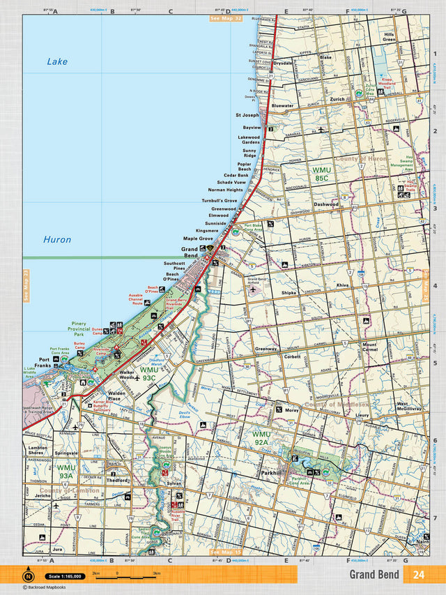 SOON24 Wall Map - Grand Bend - Backroad Maps