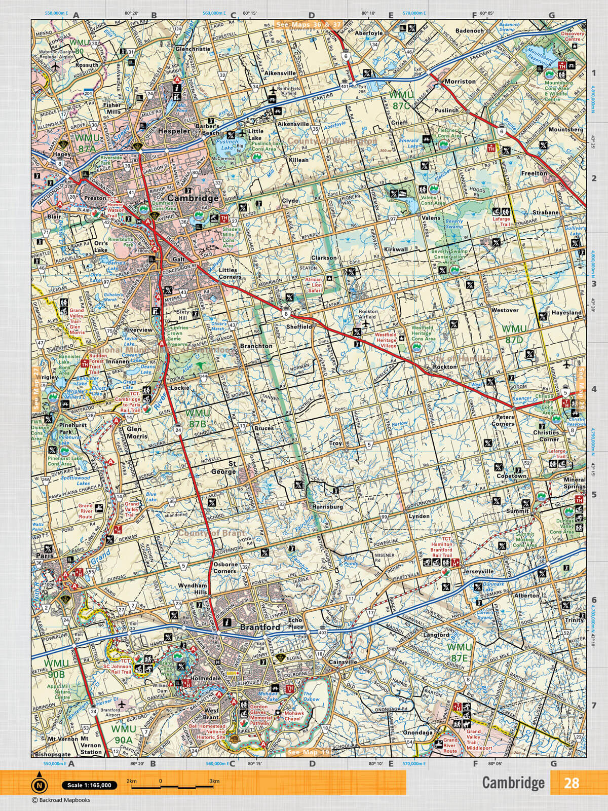 SOON28 Wall Map - Cambridge - Backroad Maps