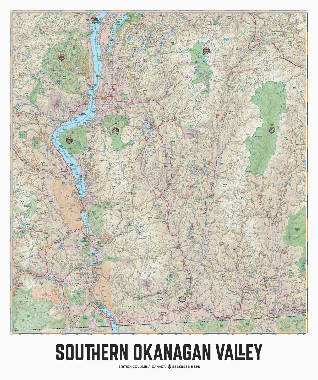 South Okanagan Valley, BC - Wall Map - Backroad Maps