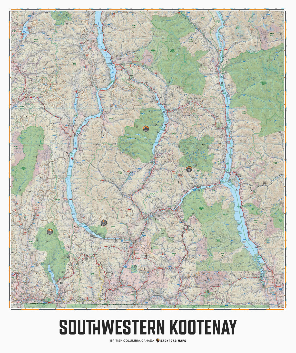 Southwestern Kootenay, BC - Wall Map - Backroad Maps