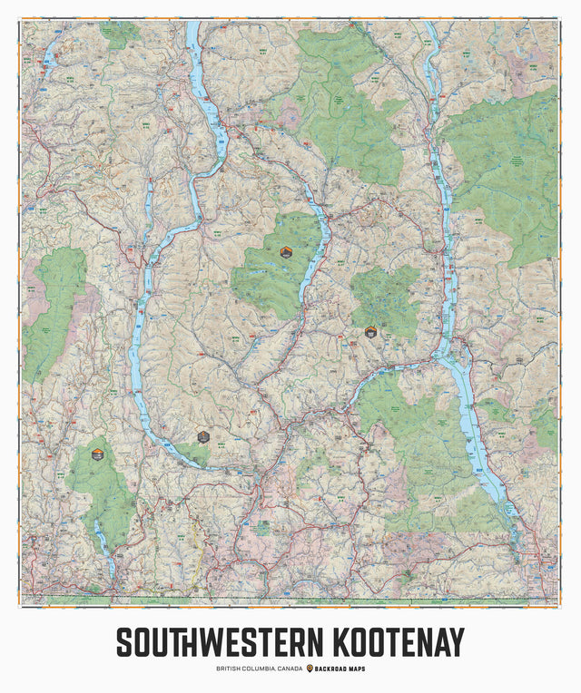Southwestern Kootenay, BC - Wall Map - Backroad Maps