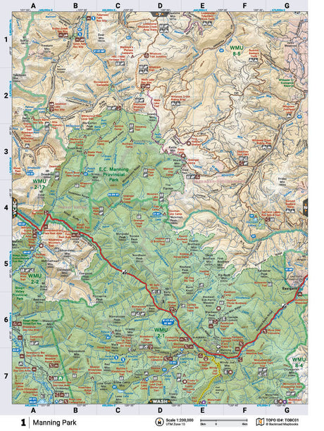 TOBC01 Wall Map - Manning Park - Backroad Maps
