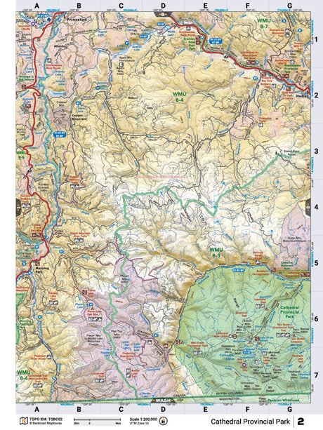 TOBC02 Wall Map - Cathedral Park - Backroad Maps
