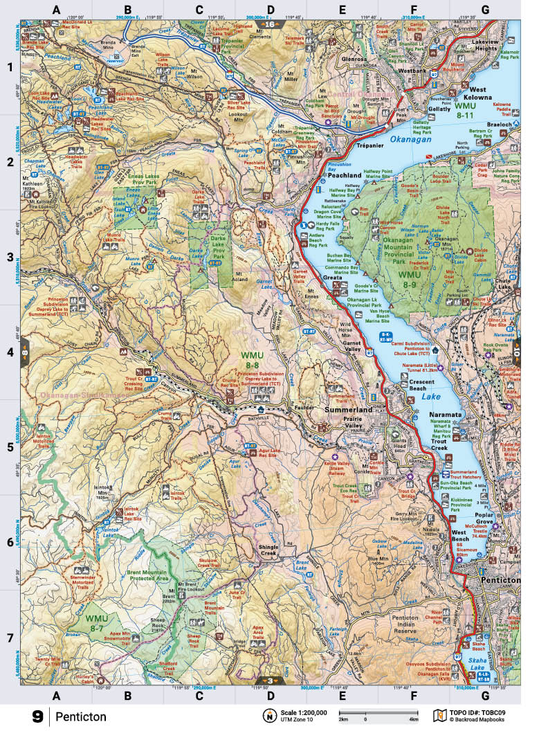 TOBC09 Wall Map - Penticton - Backroad Maps
