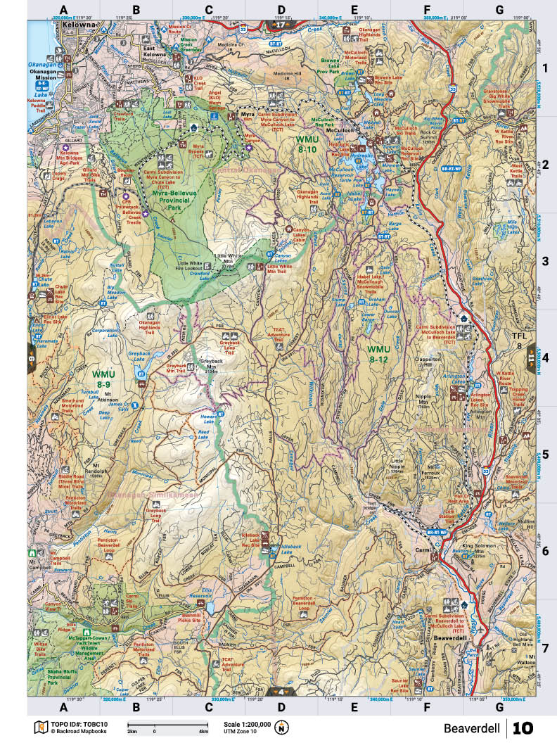 TOBC10 Wall Map - Beaverdell - Backroad Maps