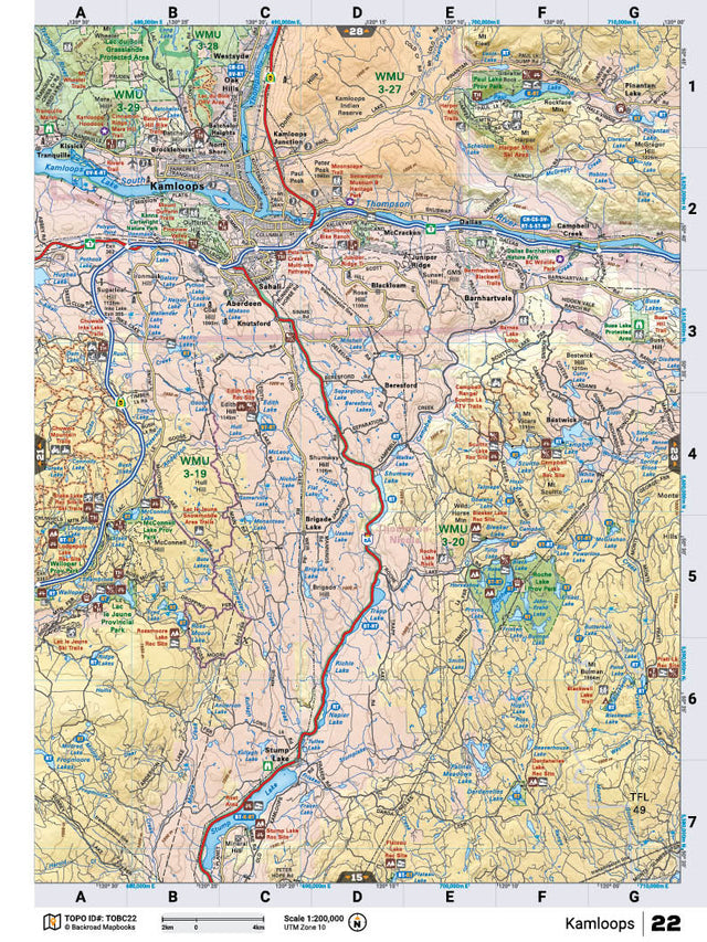TOBC22 TOPO Map - Kamloops - Backroad Maps