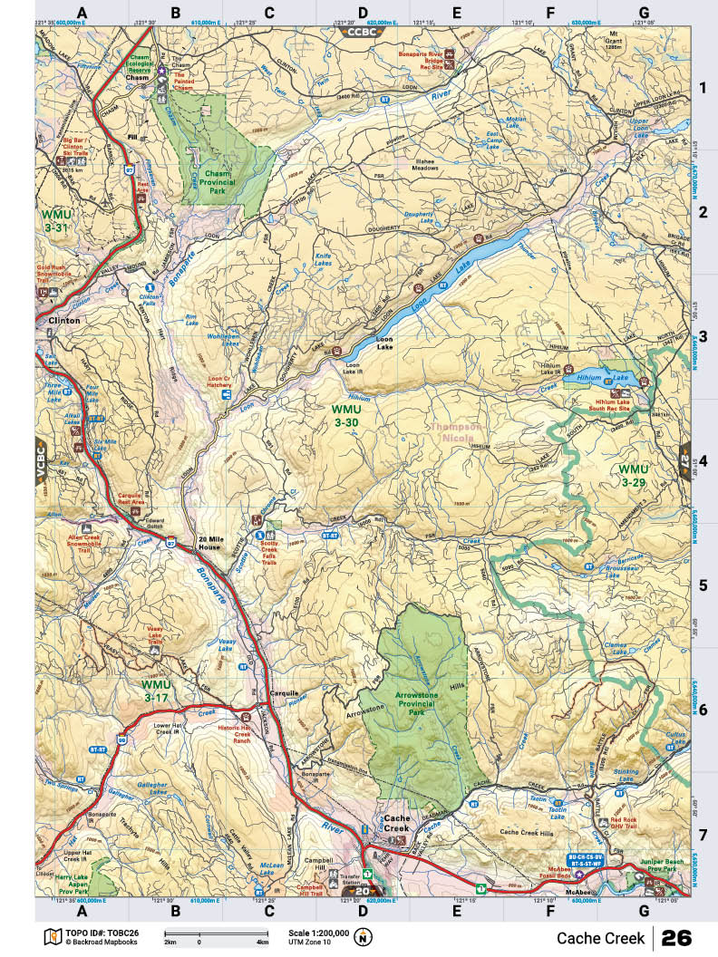 TOBC26 Wall Map - Cache Creek - Backroad Maps