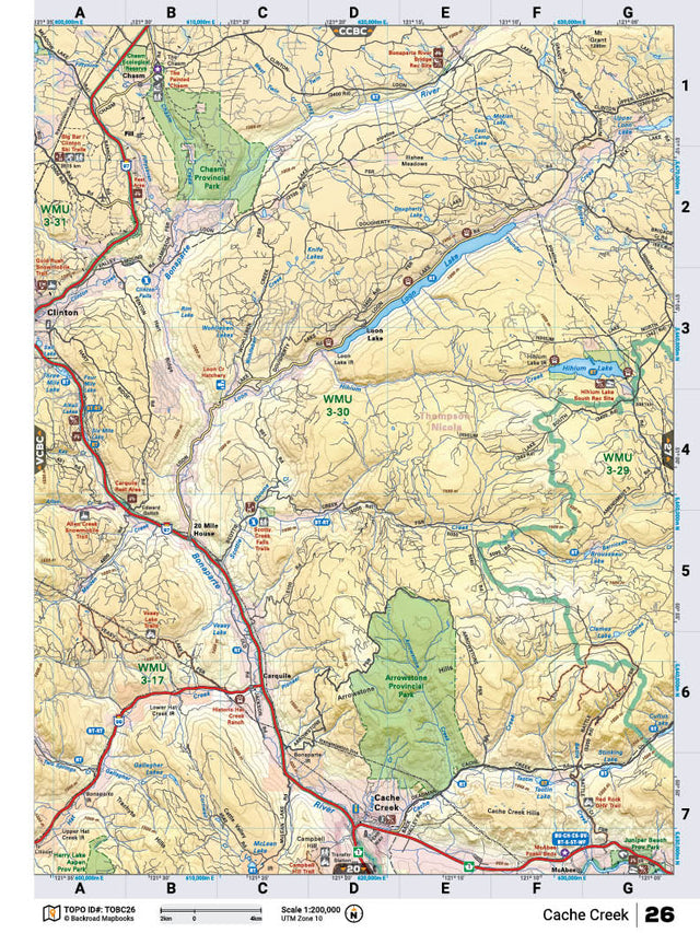 TOBC26 Wall Map - Cache Creek - Backroad Maps