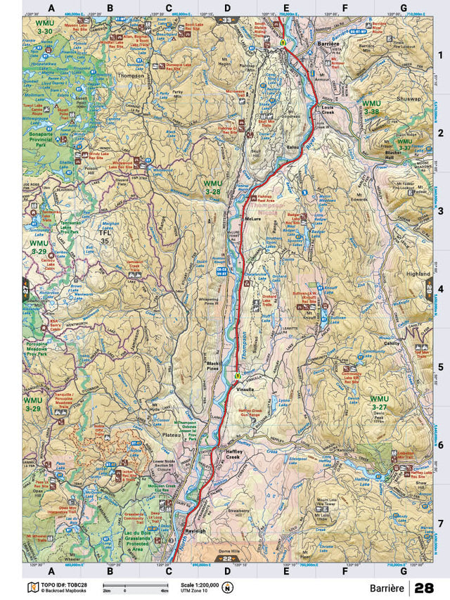 TOBC28 TOPO Map - Barriere - Backroad Maps