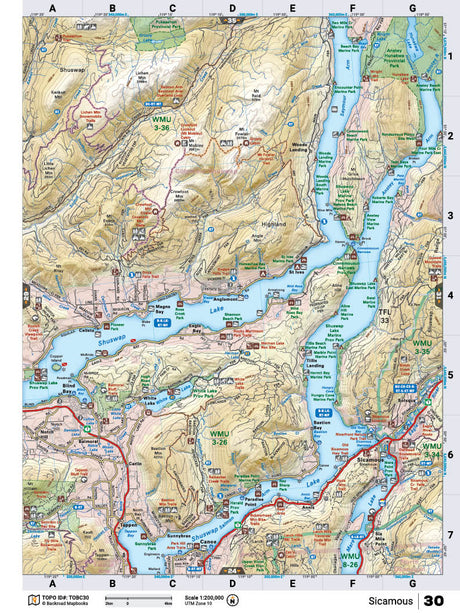 TOBC30 Wall Map - Sicamous - Backroad Maps