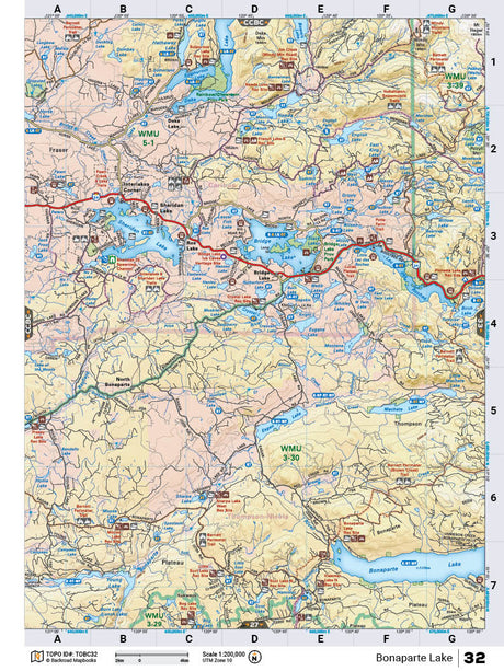 TOBC32 Wall Map - Bonaparte Lake - Backroad Maps
