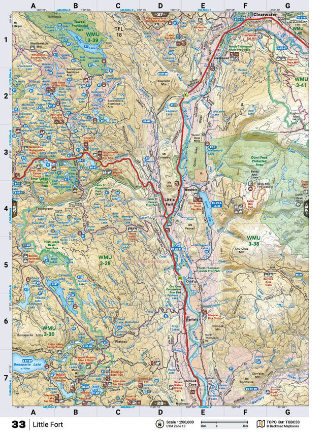 TOBC33 Wall Map - Little Fort - Backroad Maps