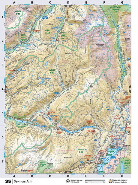 TOBC35 Wall Map - Seymour Arm - Backroad Maps