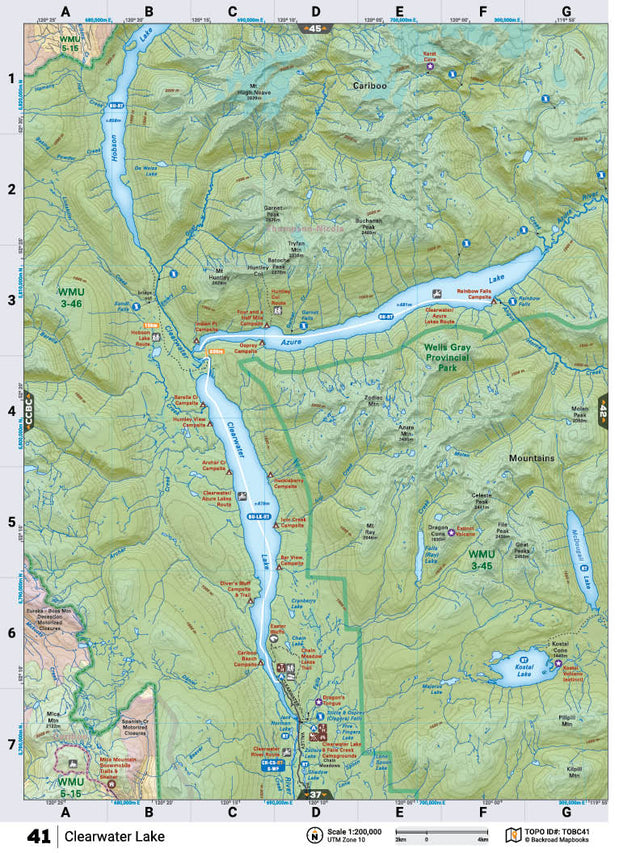 TOBC41 Wall Map - Clearwater Lake - Backroad Maps